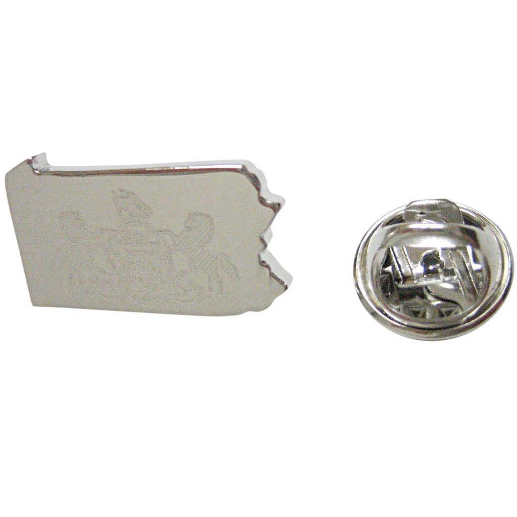 Pennsylvania State Map Shape And Flag Lapel Pin